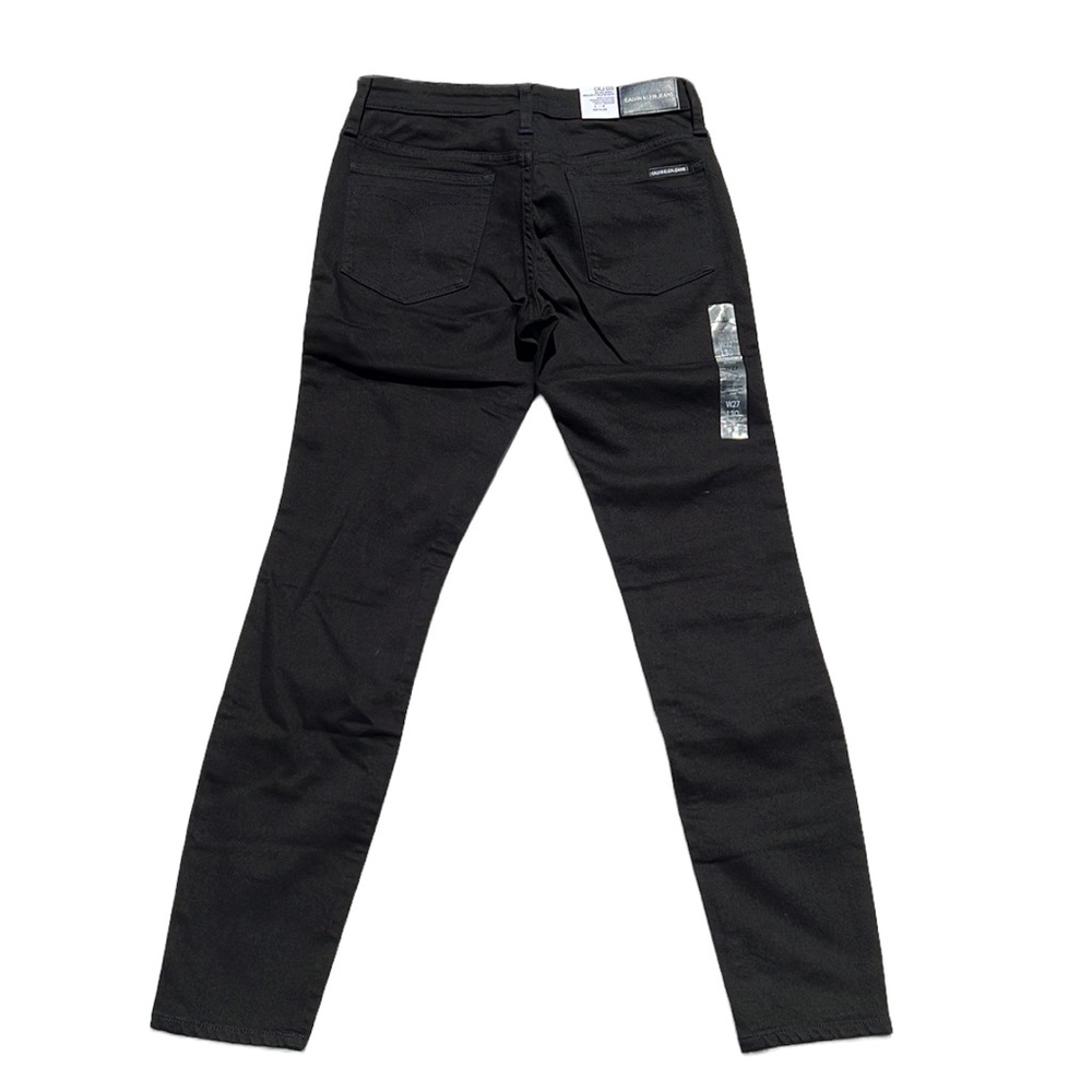 Calvin Klein Jeans Mid Rise Skinny Distressed Patch Black Jeans Size‎ 27X30 New